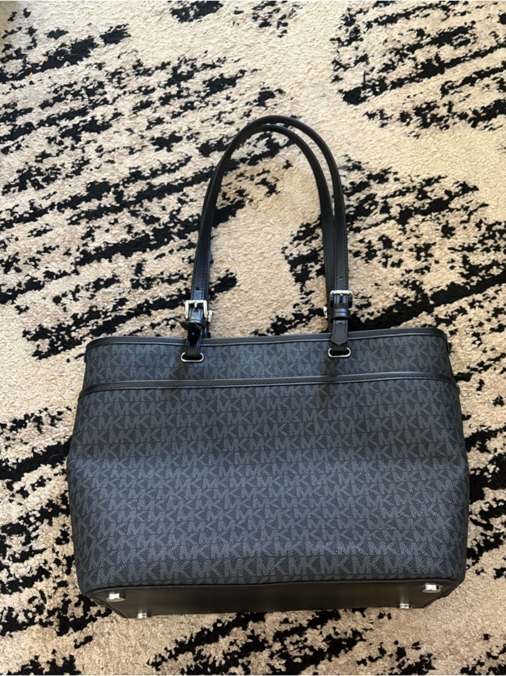 NWOT Michael Kors Signature Black Logo-Print Bag - Picture 2 of 8